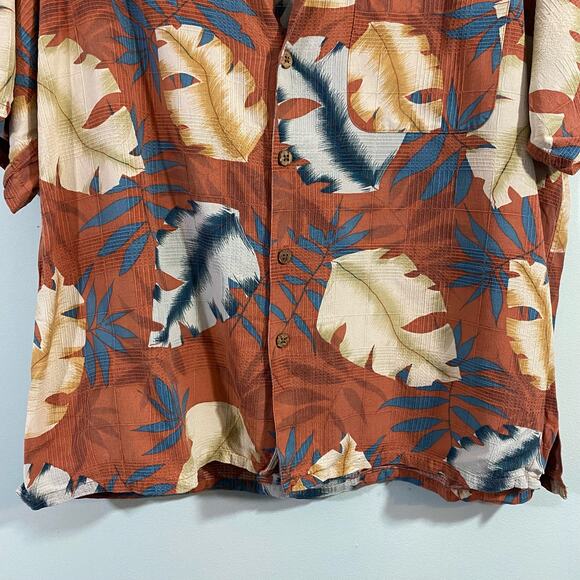 Banana Cabana Men's Brown Floral Hawaiian Silk Button Up Shirt Size L - Picture 3 of 7